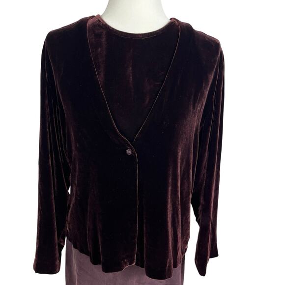 Women’s Eileen Fisher 3 PC Silk Skirt Velvet Top + Jacket Purple M Event Wedding - Picture 3 of 16